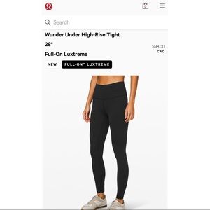 Lululemon Wunder Under High-Rise Leggings Size 8